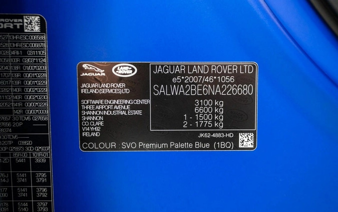 Land Rover Range Rover Sport cena 520000 przebieg: 52979, rok produkcji 2022 z Gubin małe 781
